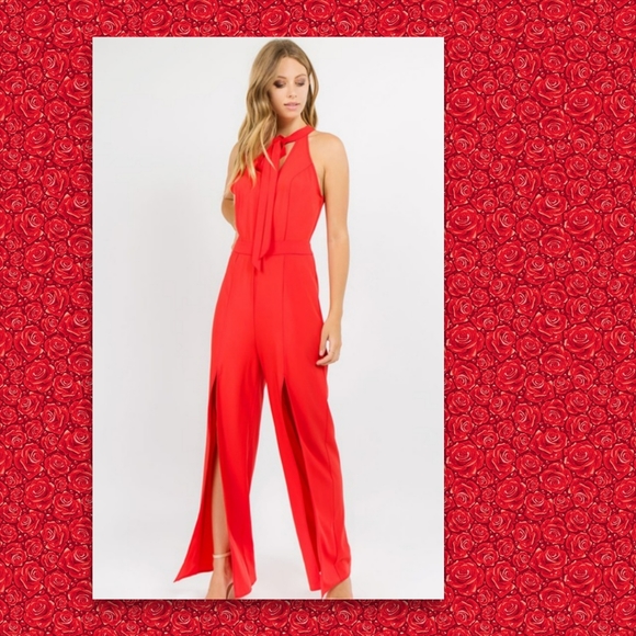 designer red jumpsuit
